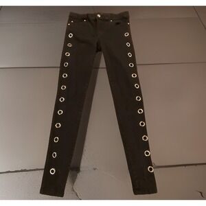 Tripp NYC Daang Goodman Skinny Jeans Size 1 Black Silver Grommet Goth Punk*